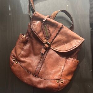 CYNTHIA ROWLEY Convertible Tan Leather Bag Crossbody Back Pack